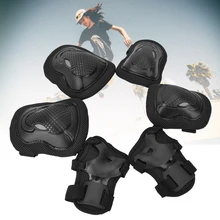 6Pcs Black Adults Upgrade Thickened Safer Comfortable Roller Skate Balance Bike Protection Gear Set Knee Pads Elbow Pads Gloves