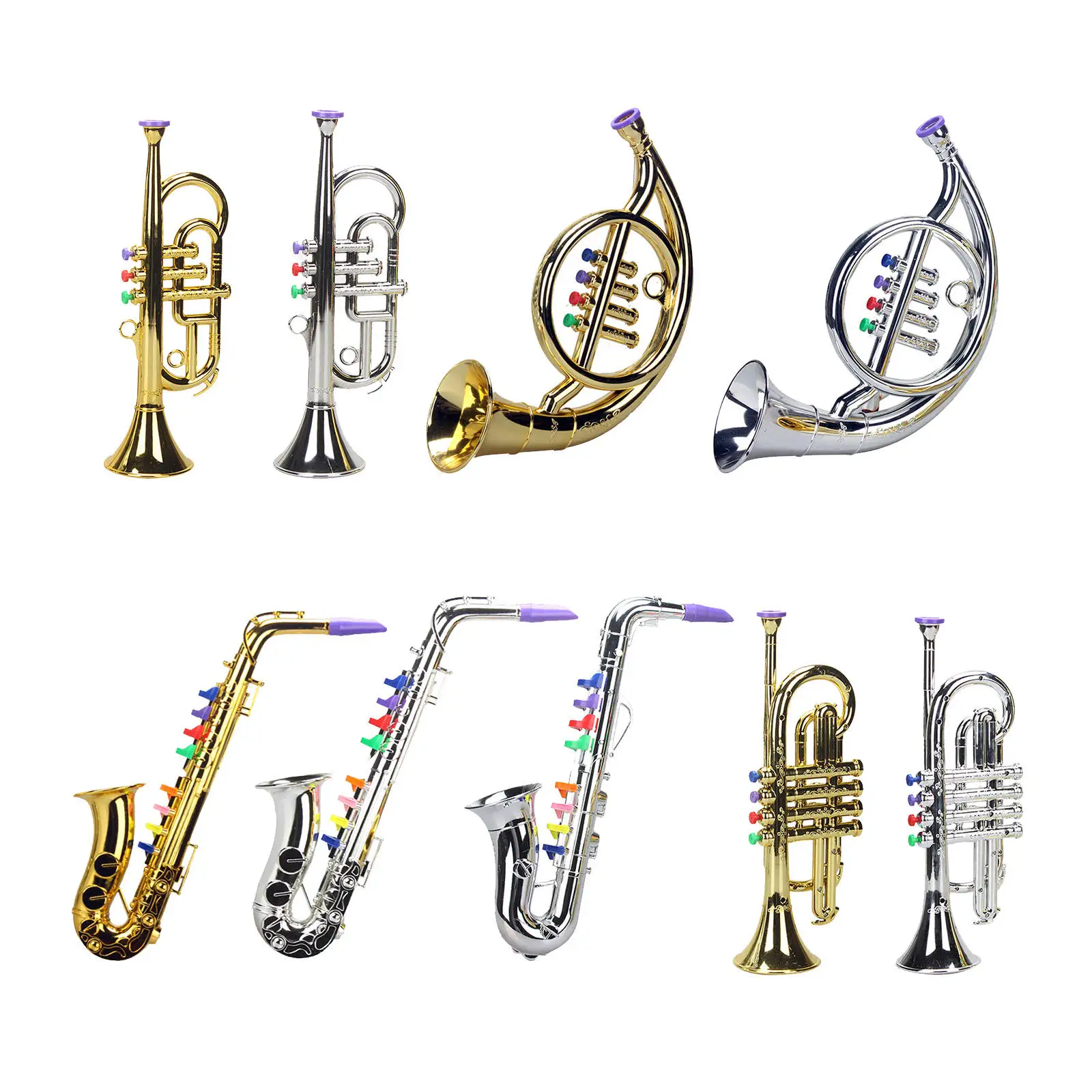 Silver 8 teclas entusiasta de los instrumentos musicales de juguete para niños Mini saxofón modelo de saxofón saxofón infantil saxofón 