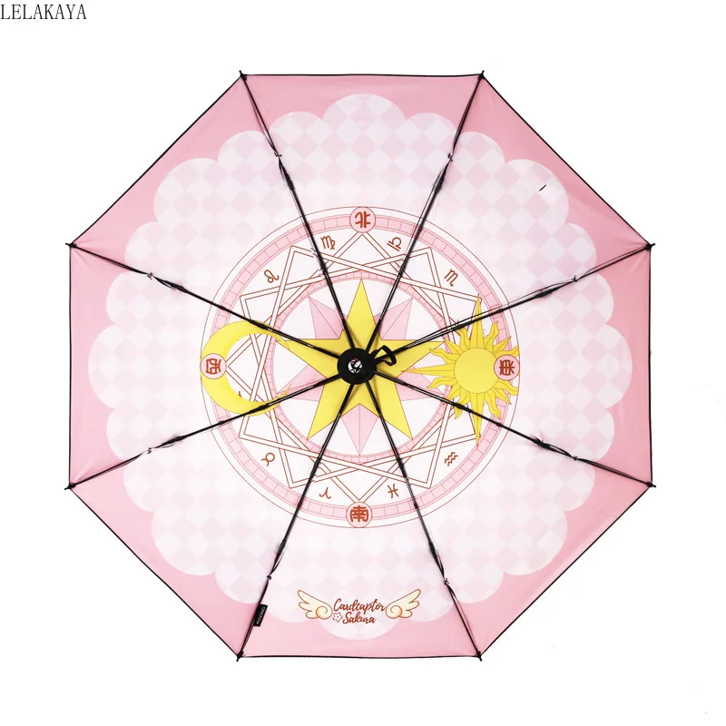 

2 Style New Creative Anime Sailor Moon Card Captor Sakura Action Figure Printed Three Folding Automatic Sun Rain Umbrella Gifts