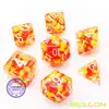 Bescon Firey Pearl Polyhedral Dice Set, Fire Pearl Poly RPG Dice set of 7 3
