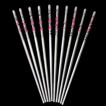 

Chopsticks Stainless Steel Flower Pattern Kitchen Chopsticks Drop Shipping