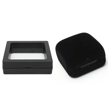 

1 Jewel Case Box Black Gift Velvet Display with Square 3D Albums Floating Frame Holder Coin Box 7X7cm