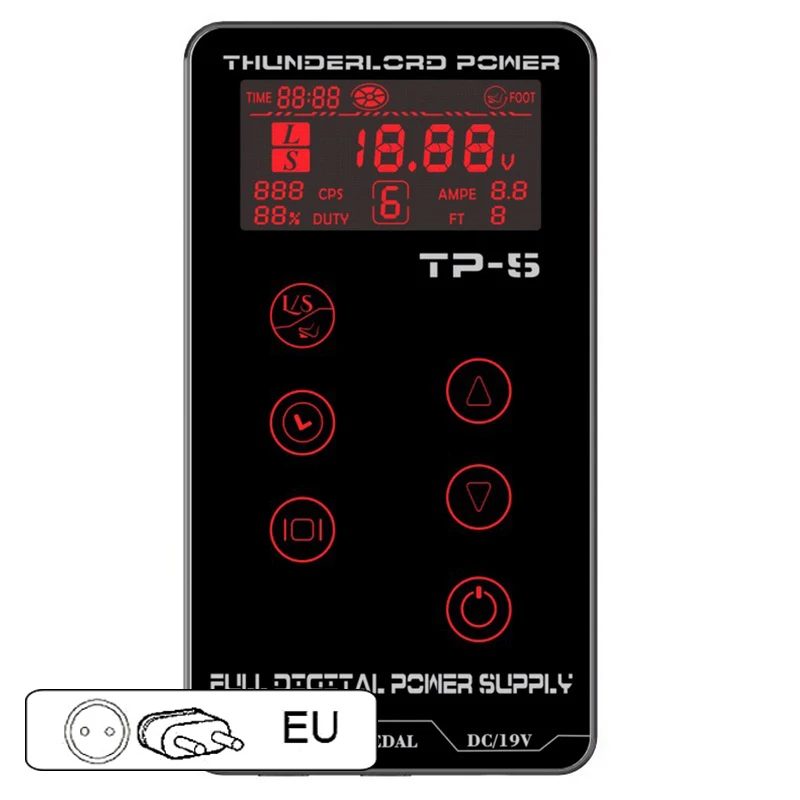 EU Plug Татуировка профессиональный источник питания сенсорный экран TP-5 цифровой Интеллектуальный ЖК-макияж Двойная Татуировка сила ЕС США UU. Uk машина - Цвет: EU Plug
