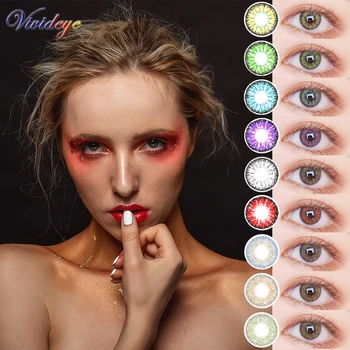 

Vivid Eye Beautiful Pupil Cosmetic Contact Lenses Eye Color 3 Tone Colored Contact Lenses Yearly Use Bule Red Color 2pcs/pair