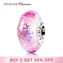 Athenaie original 925 Silber Murano Glas Perlen Core Weihnachten Lucky Star Klar CZ Charme Perlen Fit Alle Europäischen DIY Armbänder