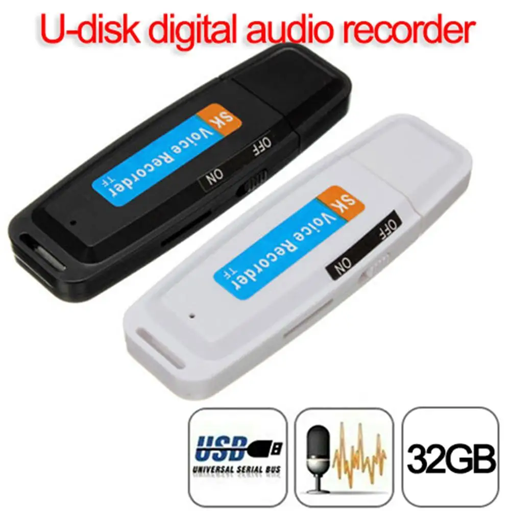  U-Disk Digital Audio Voice Recorder Pen Charger USB Flash Drive Up To 32GB Micro SD TF Car Accessor
