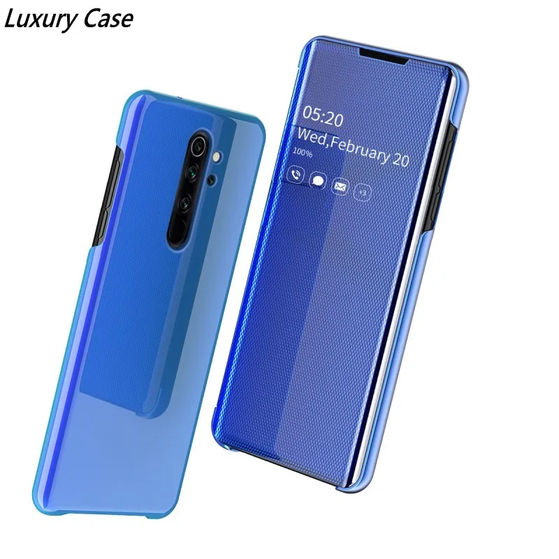 Умный зеркальный чехол для Xiaomi Redmi Note 8 Pro противоударный прозрачный пластиковый