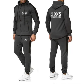 

SOA Sons of anarchy the child Printed SONS Fashion Hoodies Men Sets Casual Sweatshirt Hip Hop Mens Hoodies Pants Suit 2Pcs K