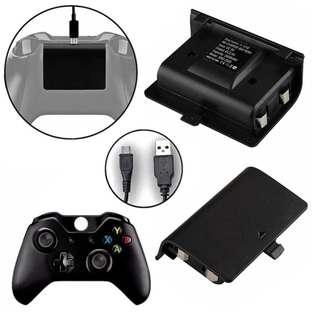 

2 x 2400mAh Batteries + USB Cable For XBOX ONE Controller Charging Kit Wireless Gamepad Joypad Rechargeable Backup Battery Pack