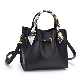 

Women PU Leather Handbag Scarf Handle Female Shoulder Bag Designer Luxury Lady Tote Large Capacity Zipper Shoulder Bag Wholesale