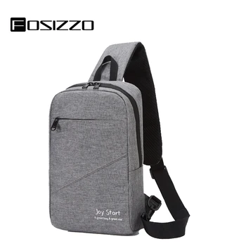 

FOSIZZO Crossbody Bag Nylon Men Chest Bag With USB Charging Port Fit 9.6inch iPad For Travel Men Bags Bandolera Hombre FS4061
