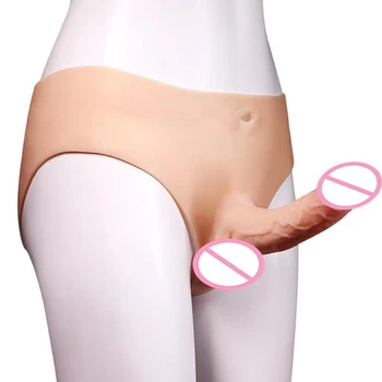 Super Soft Silicone Strap On Dildo with Scrotal Hollow/Solid Realistic Cock Dick Strapon Wear Penis Pants Sex Shop for Women Men