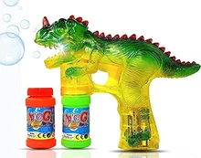 Machine à bulles automatique, pistolet à bulles de dinosaure avec 2 bouteilles de lumière