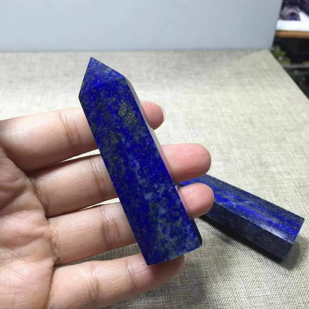 60-70mm AAA Natural Lapis Lazuli Quartz Crystal Point Wand Obelisk Healing Reiki 
