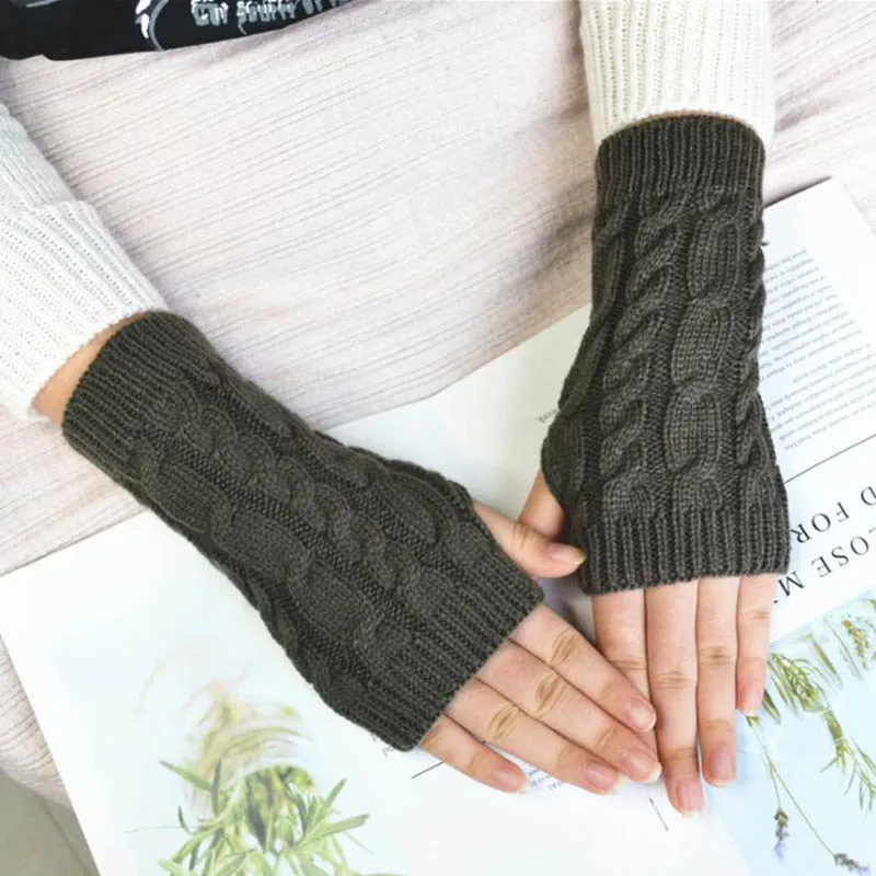 J12 Dark Gray Calymel, унисекс, осенние и зимние рукава, половина пальцев, шерсть, теплые вязаные перчатки, рукав, рукава, 8 цветов - Цвет: J12 Dark Gray