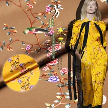 Печатный шелк стрейч-сатин 118 см Ширина 19 momme/чистый шелк Ткань для шитья платьев