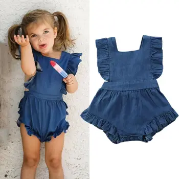 

Cute Toddler Kid Baby Girls Summer Bodysuits Ruffle Clothes Sleeveless Jumpsuit 6-24Mmonths