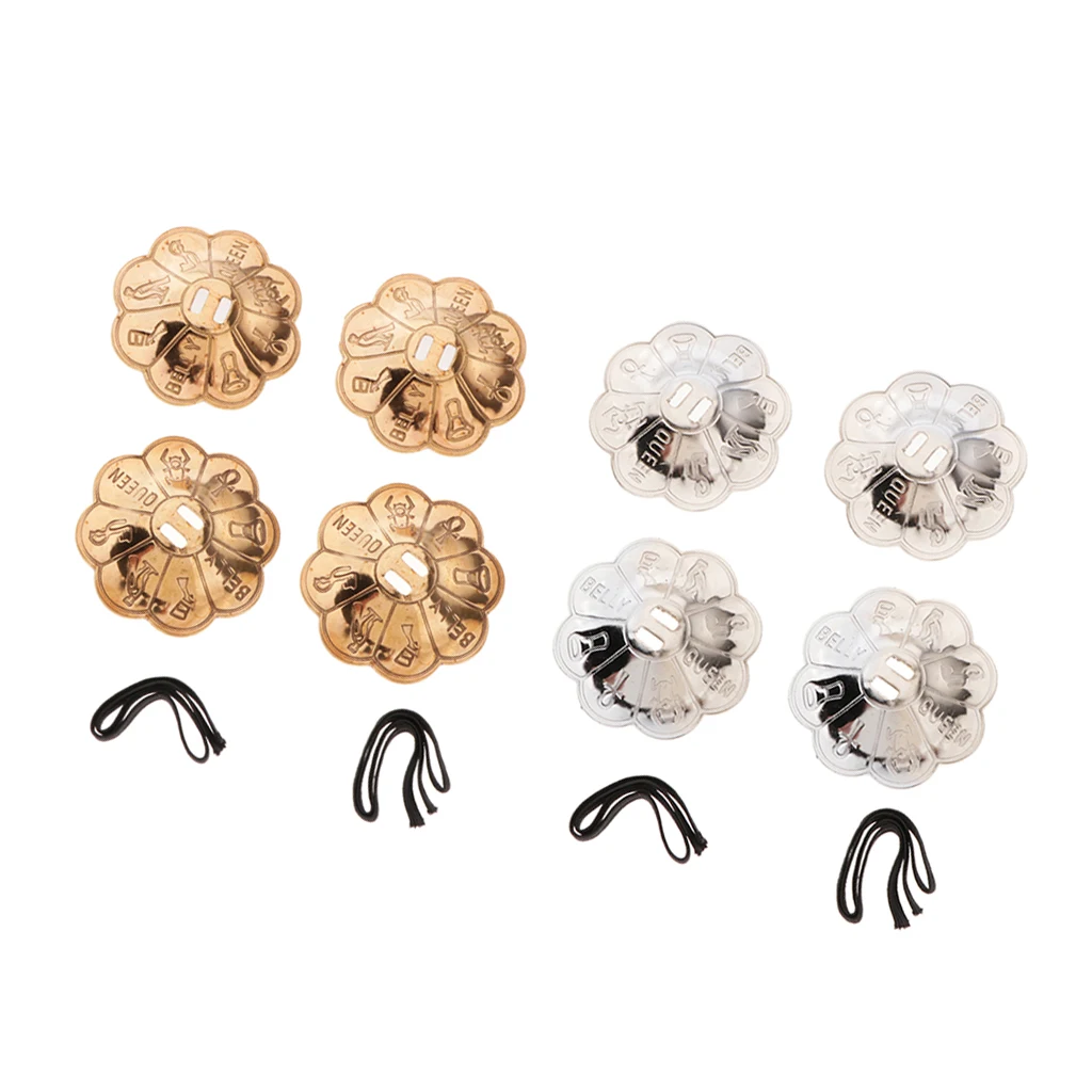 4x Flower Shape Belly Dancing Finger Cymbals Pure Brass Dance Zills