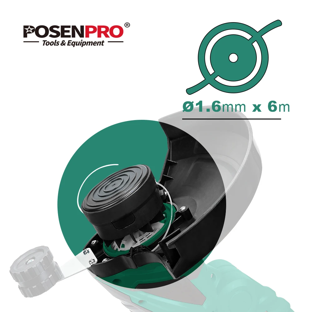 Катушка нейлоновая универсальная для триммера POSENPRO диаметром 1 6 мм и длиной