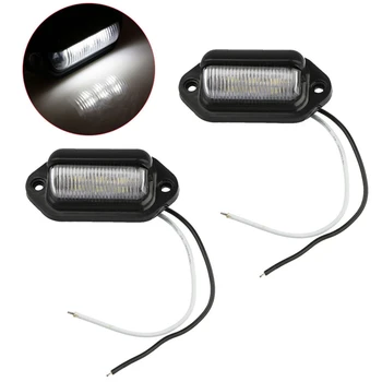 

6 Led License Plate Tag Light Black Boat Trailer Rv Truck Ear Mount - Qty 2X