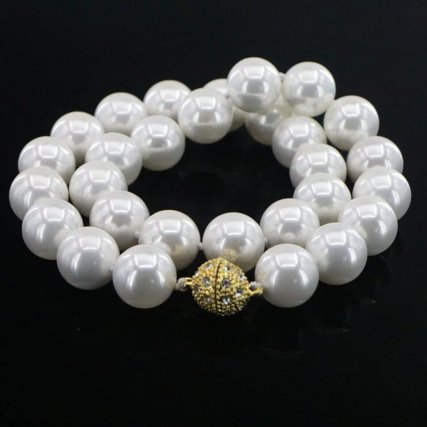 14mm natural black pearl white shell pearl necklace fashion mother birthday gift party jewelry clothing accessories (39)