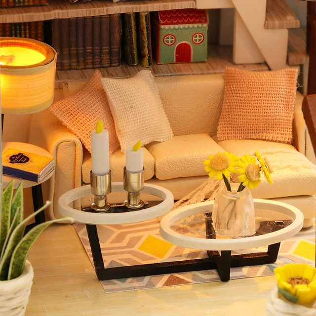 Handmade Child Doll 44cm Creativity Sand Table House Kit L901Miniatures Villa Toy Diy Miniature Dollhouse Furnitures Miniatura 5