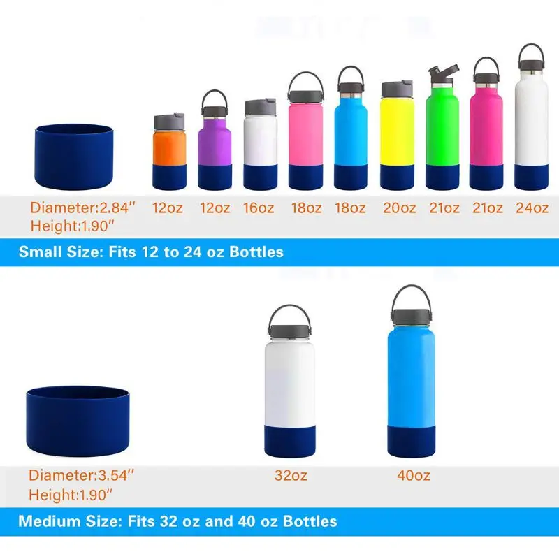 Bottles Bottom Cover Silicone Protective Sleeve for 12oz 32oz 64oz Portable Stainless Steel Bottle