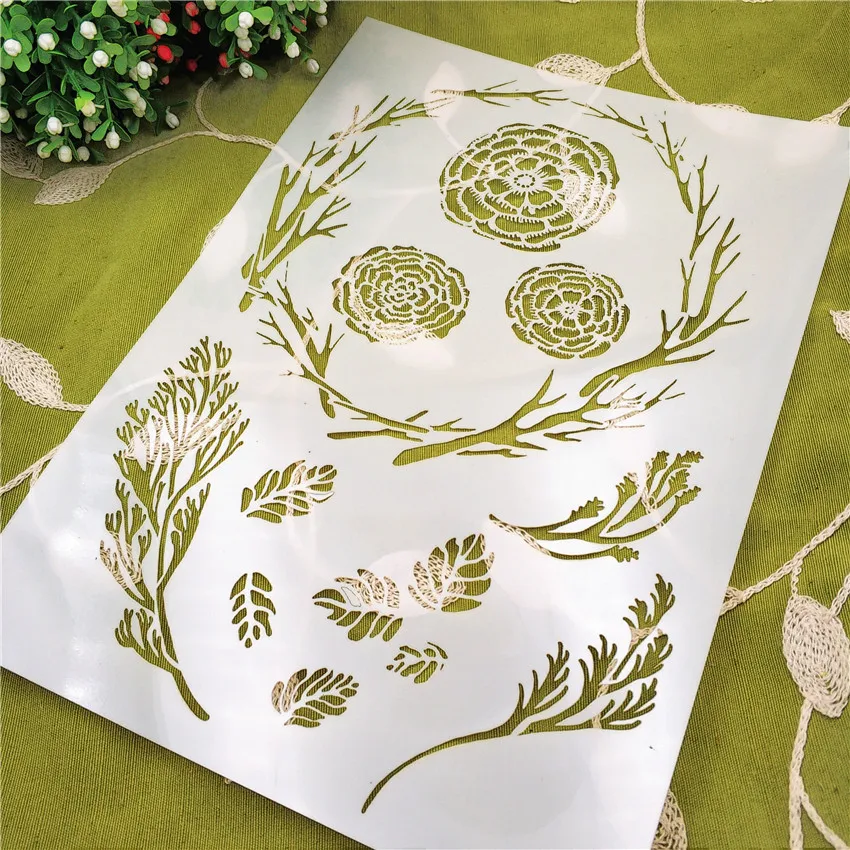 21*29.5 bush grass scrapbook stencils spray plastic mold shield DIY cake hollow Embellishment printing lace ruler Easter | Дом и сад