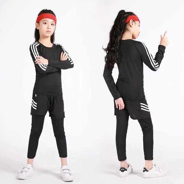US $8.81 2019 fashion big girl sports suit black sportswear spring autumn sportswear children's clothing set