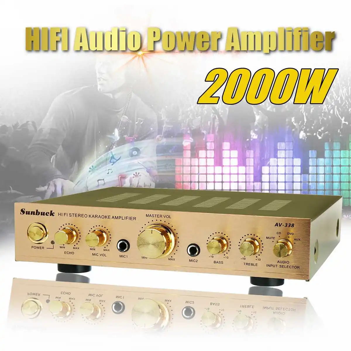 

2000W 110V to 220V 5 channel Equalizer HIFI Stereo Power Amplifier Car Amplifier Home Theater Amplifiers Audio 2 MIC AUX Speaker