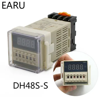 

DH48S-S 0.1s-990h AC 110V 220V DC 12V 24V Repeat Cycle SPDT Programmable Timer Time Switch Relay with Socket Base DH48S Din Rail
