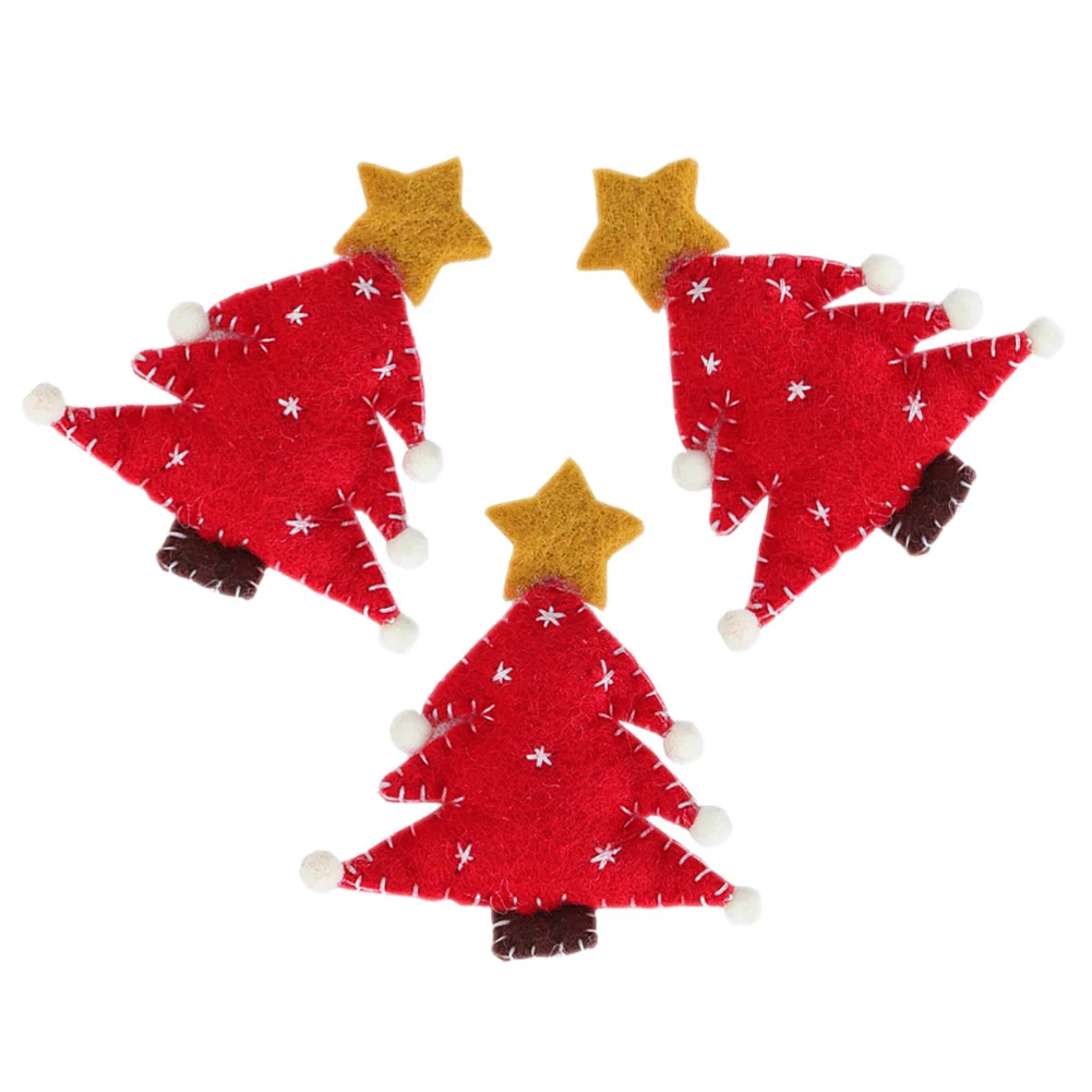 3 Pcs Mini DIY Crafts Handmade Hanging Pendant Decorative Non Woven Cloth Festival Ornament Home Christmas Tree Shaped Bar Gifts