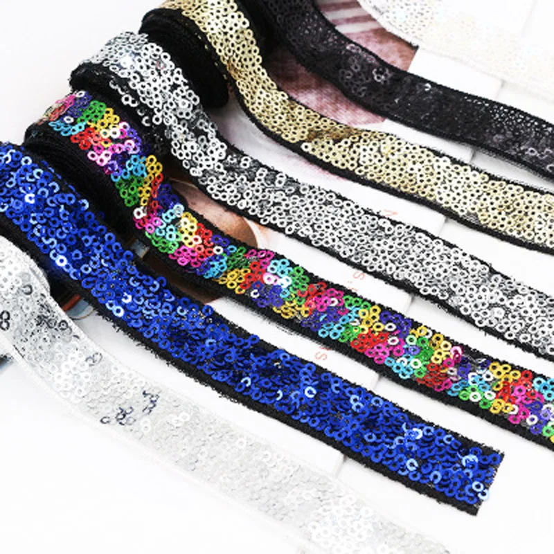2Yards /Lot Diy 20mm Sequins Ribbon Lace Trim Sequin Sewing Fabric For