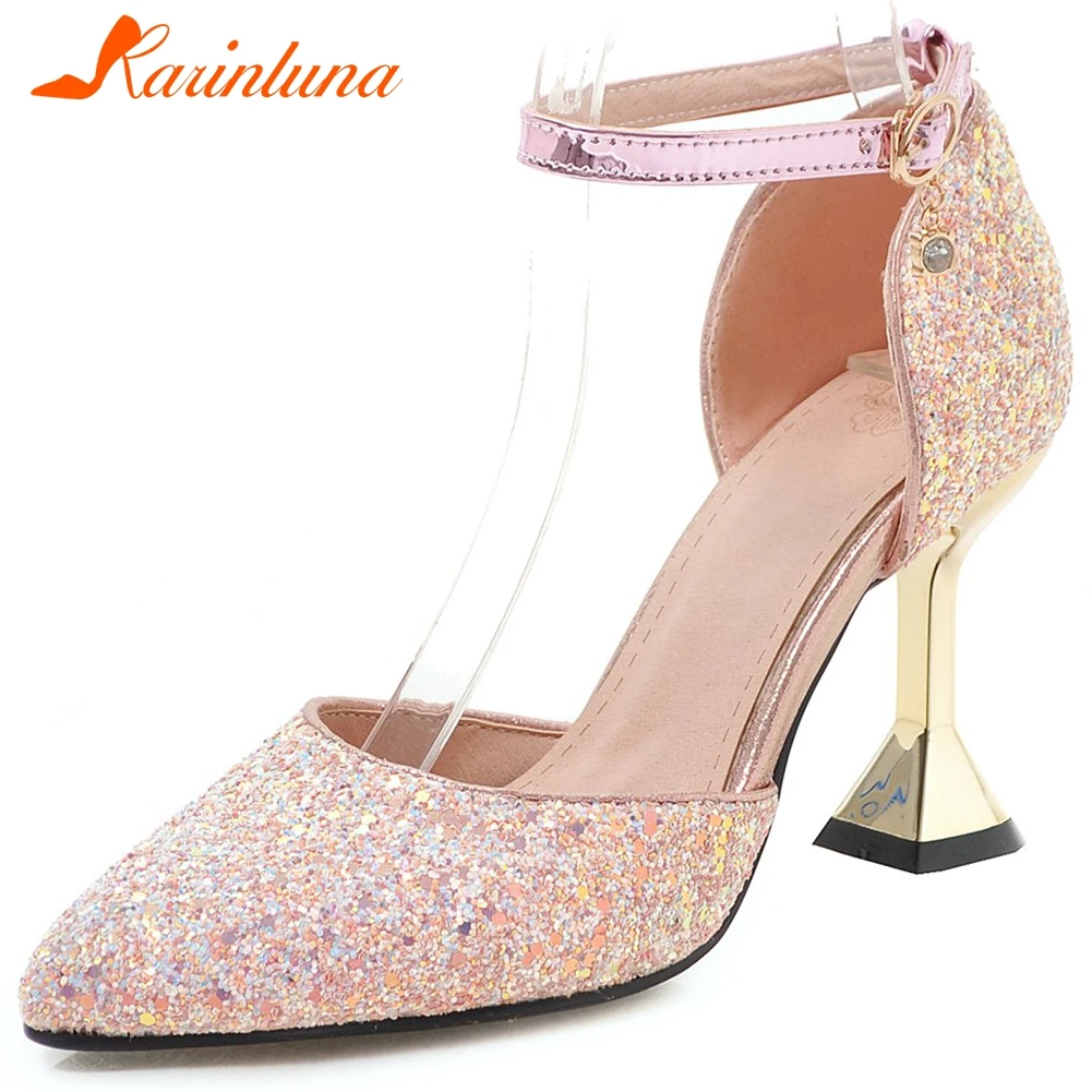 

KARINLUNA Big Size 34-43 New Ladies Party Ol Wedding Sexy Sandals Fashion Ankle Strap Sandals Women High Heels Shoes Woman