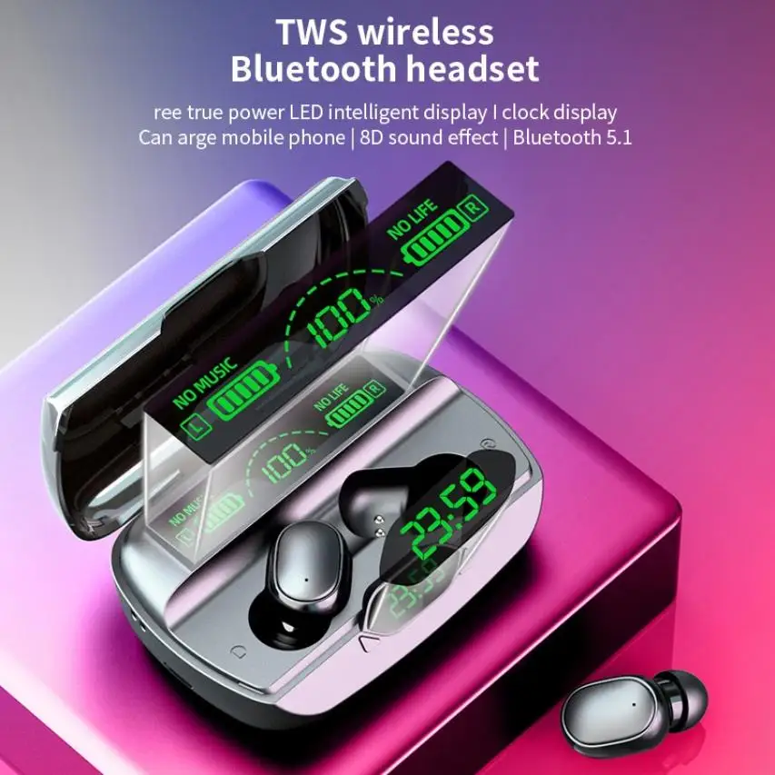 HESTIA Bluetooth5 1 Wireless Earphone IPX7 Sports Gaming TWS Headphone Ear Phone Hifi Stereo Earbuds for Android IOS PC Headset