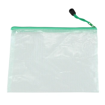 

A4 green net PVC folder bag with zipper