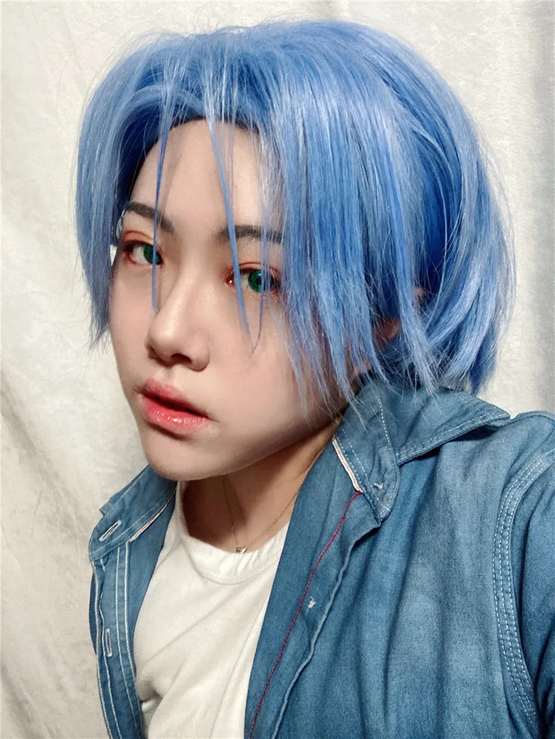 SK8 Langa Cosplay Wig Blue Short Straight Middle Part Mullet Hair Heat  Resistant SK8 the Infinity SK Eight|Anime Costumes| - AliExpress