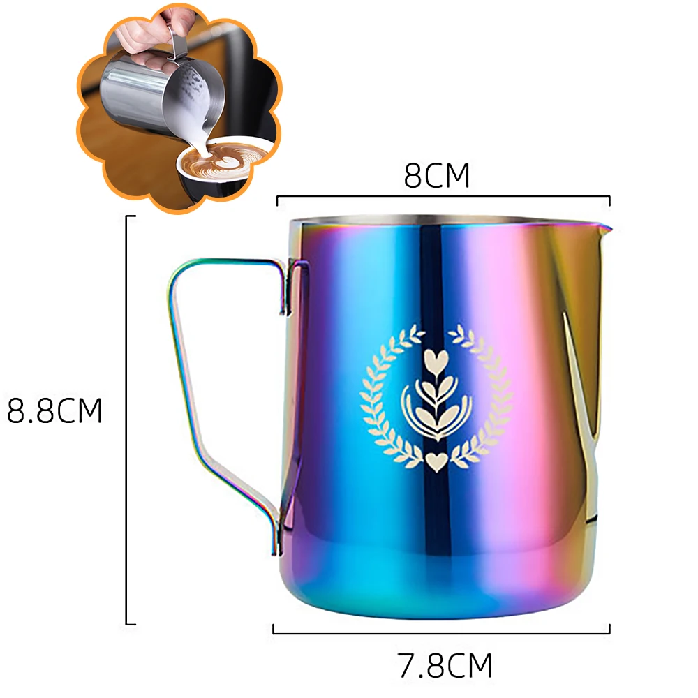 Rainbow Stainless Steel Milk Frothing Jug - 350ml | EspressoWorks
