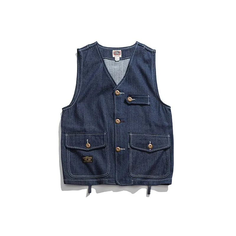 

men Casual denim vest jacket fashion streetwear sleeveless denim waistcoat