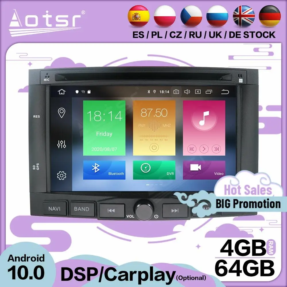4 64Gb Carplay Multimedia Stereo Android 10.0 Player Per Peugeot 3008 Peugeot 5008 Gps Bt Audio Radio 2 Unità Principale Ricevitore Din