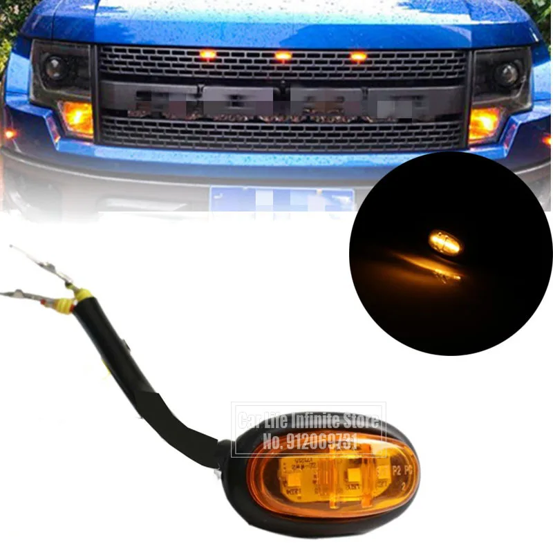 1pcs Grille Side Marker Lamps Decorative Lights Fit For Ford F-150 Raptor 2017 2018 2019 Auto Replacement Parts Amber Lamp | Автомобили и