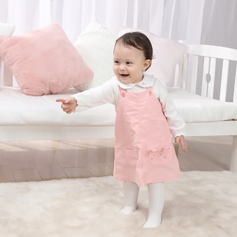 

Childrenswear 2019 Spring New Style Pink Suspender Skirt Two-Piece Set Newborn Baby Suit Romper Suspenders