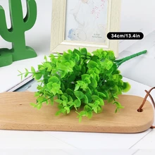  Artificial Flowers Plants Long Stem Plastic Persian Eucalyptus Leaf Fish Herb Home Office Table Centerpieces Garden Decoration 