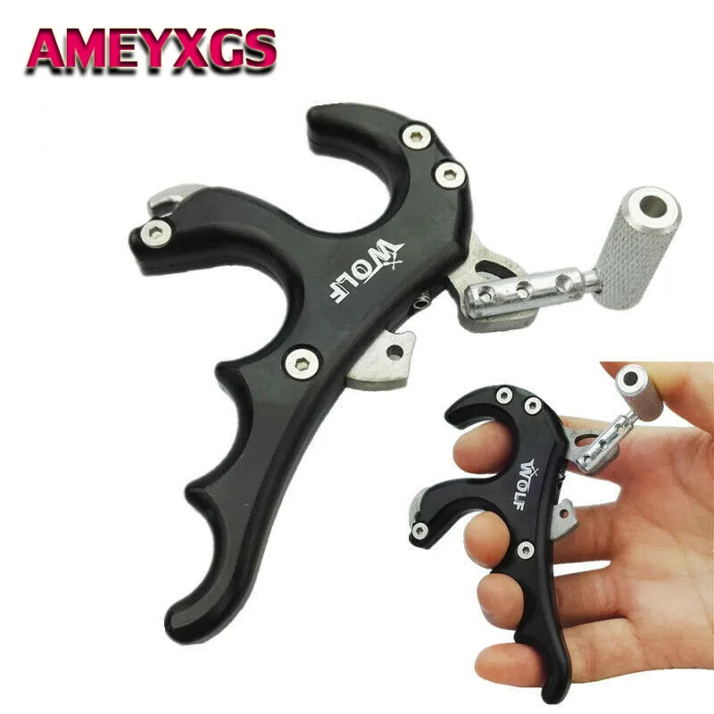 

1pc Archery Compound Bow Release Aids 4-Finger Grip Trigger Thumb Caliper Right Hand Release Bows Hunting Shooting Accessories