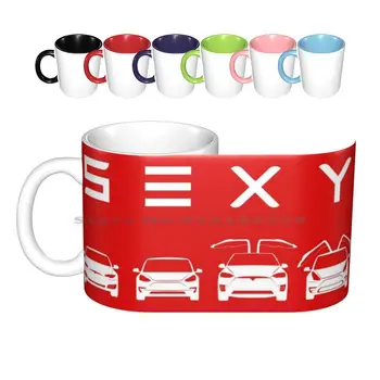 S3xy 테슬라-모델 S, 모델 3, 모델 X, 모델 Y-엘론 머스크 세라믹 머그잔, 커피 컵, 밀크 티 머그잔, 엘론 머스크 테슬라 모터