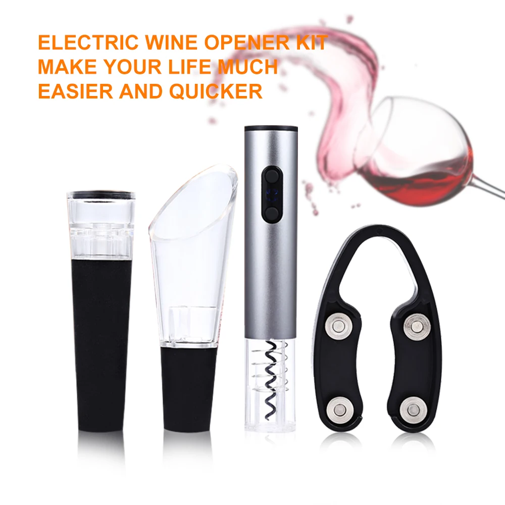 4 шт./лот Электрический штопор из нержавеющей стали беспроводной с фольга резак