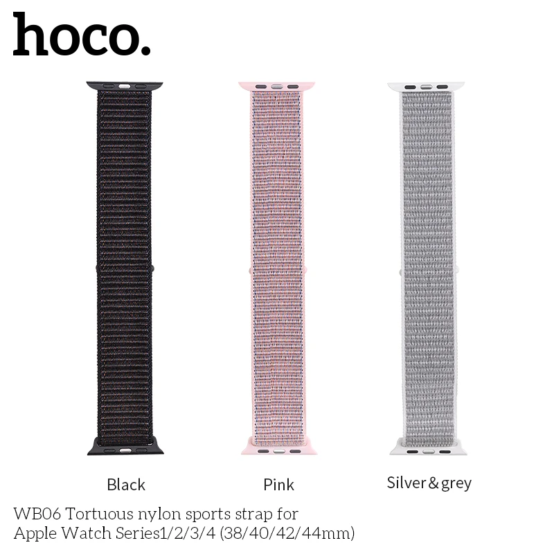 Hoco нейлоновый ремешок для Apple Watch, 4 ремешка, 44 мм, 42 мм, 40 мм, 38 мм, браслет Pulseira, аксессуары для часов, подходит для Apple Watch Series 5 Correas