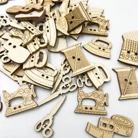 50Pcs Wooden Button Sewing Machine Shape Button For Clothes Decorative Scissor Buttons for Crafts Scrapbooking DIY WB790 1