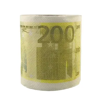 

1Roll 200 EUR Printing Pattern 2-Ply Toilet Paper Wood Pulp Unscented Tissue for Home Bath Kitchen Daily Use