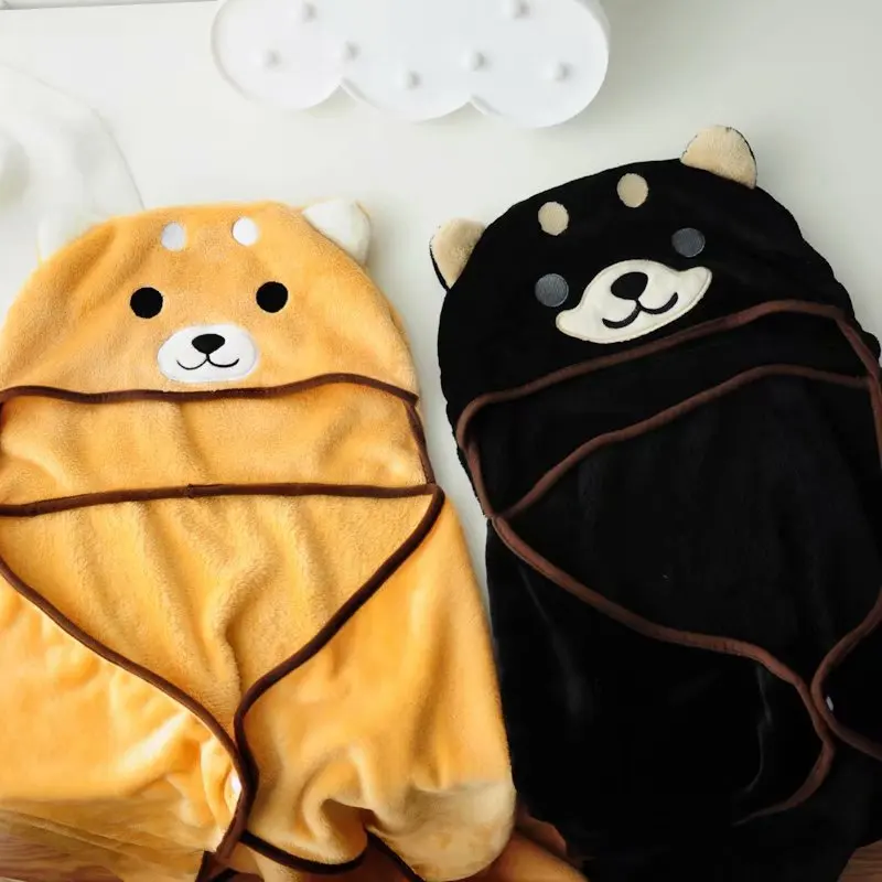 Женская плюшевая накидка с капюшоном Shiba Inu мягкий теплый плюшевый плащ пончо